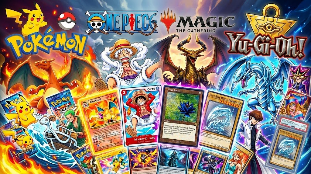 Pokémon, One Piece, Magic und Yu-Gi-Oh Trading Cards